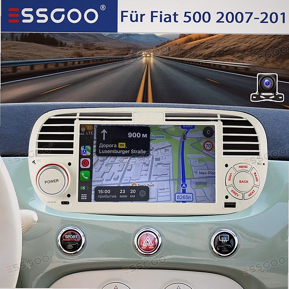 KAM+ Für Fiat 500 2007-2015 Android 15 2+64GB Carplay Autoradio GPS Navi Type-C