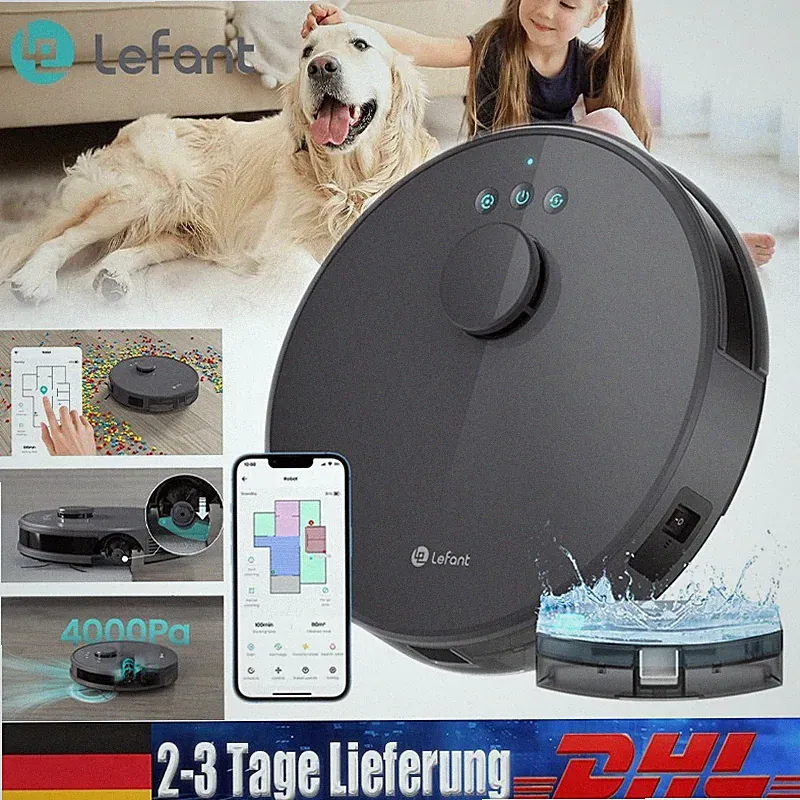 Lefant M1 Roboterstaubsauger mit Wischfunktion für Tierhaare Teppiche Hartböden