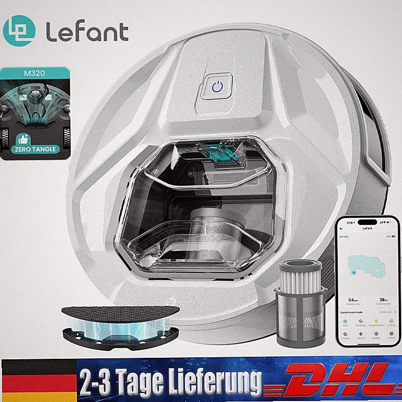 Lefant M320 Saugroboter 6000Pa Staubsauger Roboter 210Mins 800ML Staubbehälter
