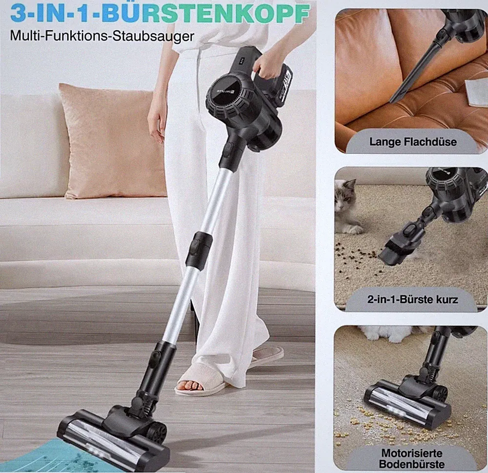 NEU 6000W Akku Staubsauger beutellos kabellos Bodenstaubsauger Handstaubsauger