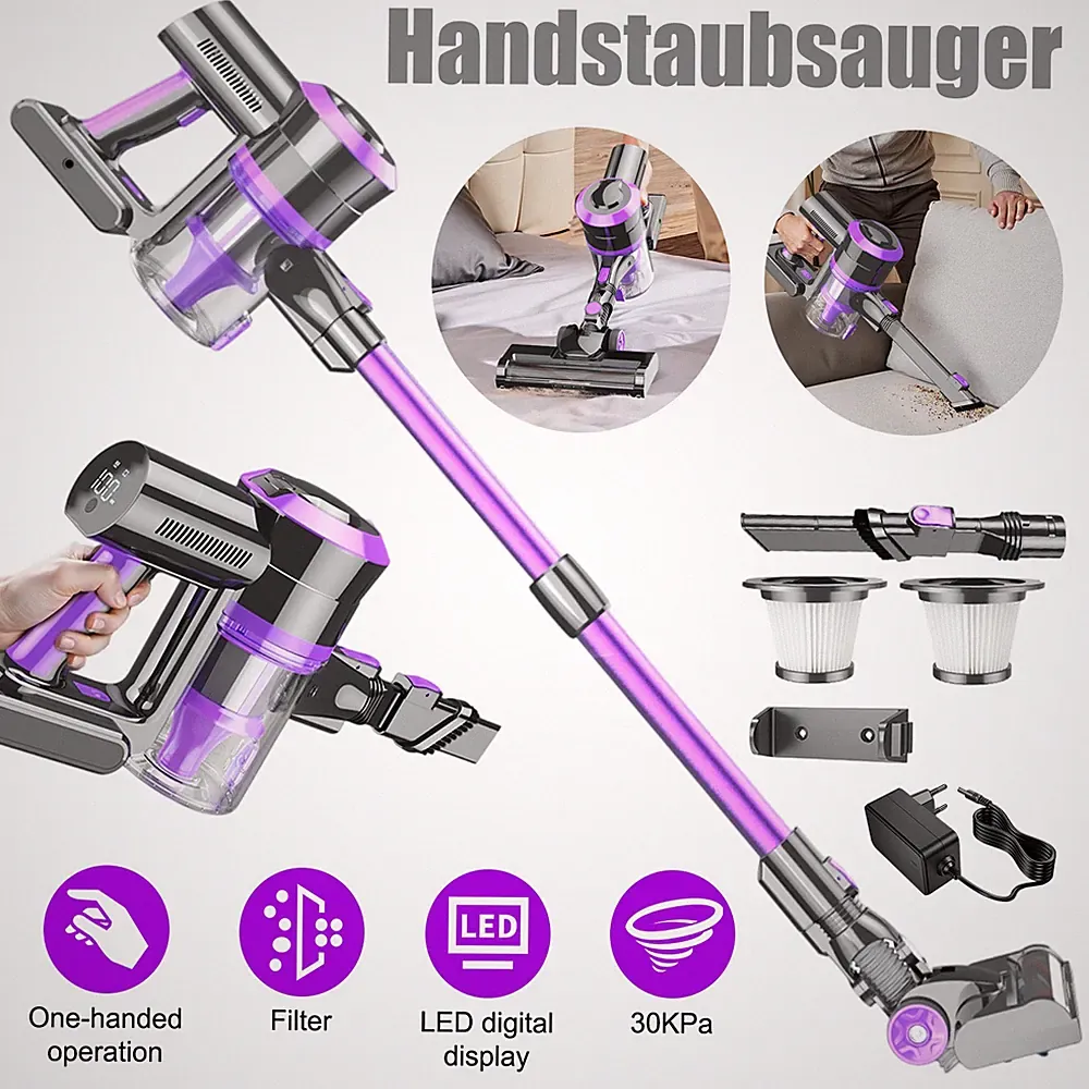 Akku Staubsauger Kabellos 30000Pa LED Display