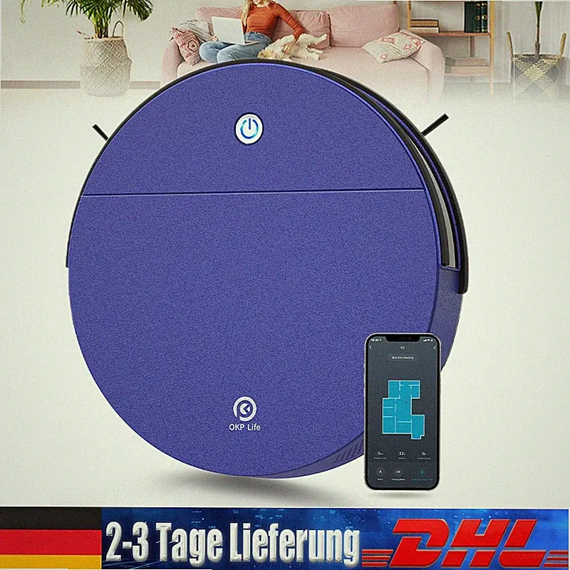 OKP K3 Smart Saugroboter 2000Pa 100Mins Selbstladend für Tierhaare & Hartböden