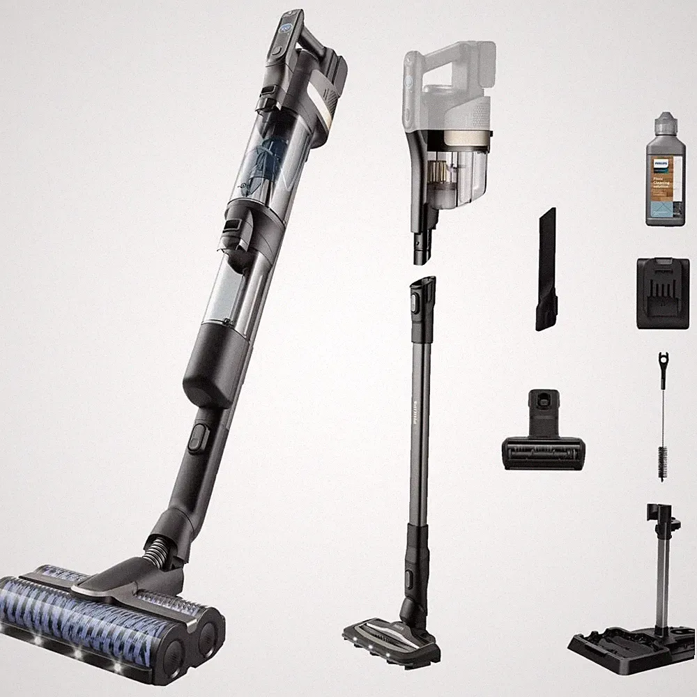 Philips XW9463/11 AquaTrio Cordless Serie 9000 saugen und wischen Schwarz