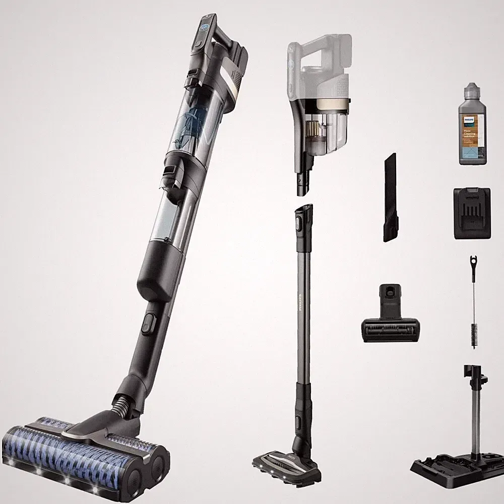 Philips XW9463/11 AquaTrio Cordless Serie 9000 saugen und wischen Schwarz