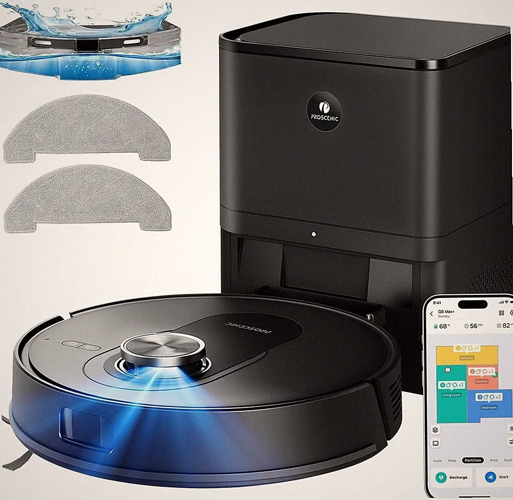 Proscenic Q8 Max Saugroboter mit Wischfunktion, 8000 Pa 200 Min mit 3L Staubbeut