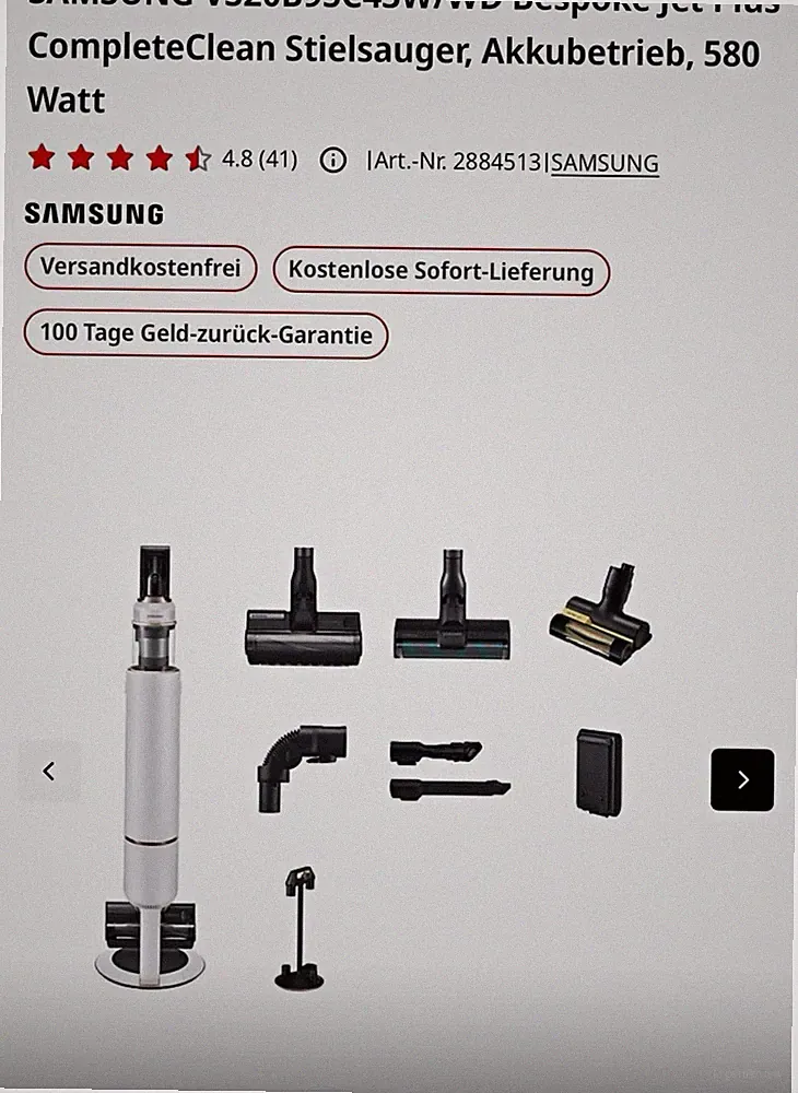Samsung Bespoke Jet Plus CompleteClean Stabstaubsauger kabellos 580W weiß Set