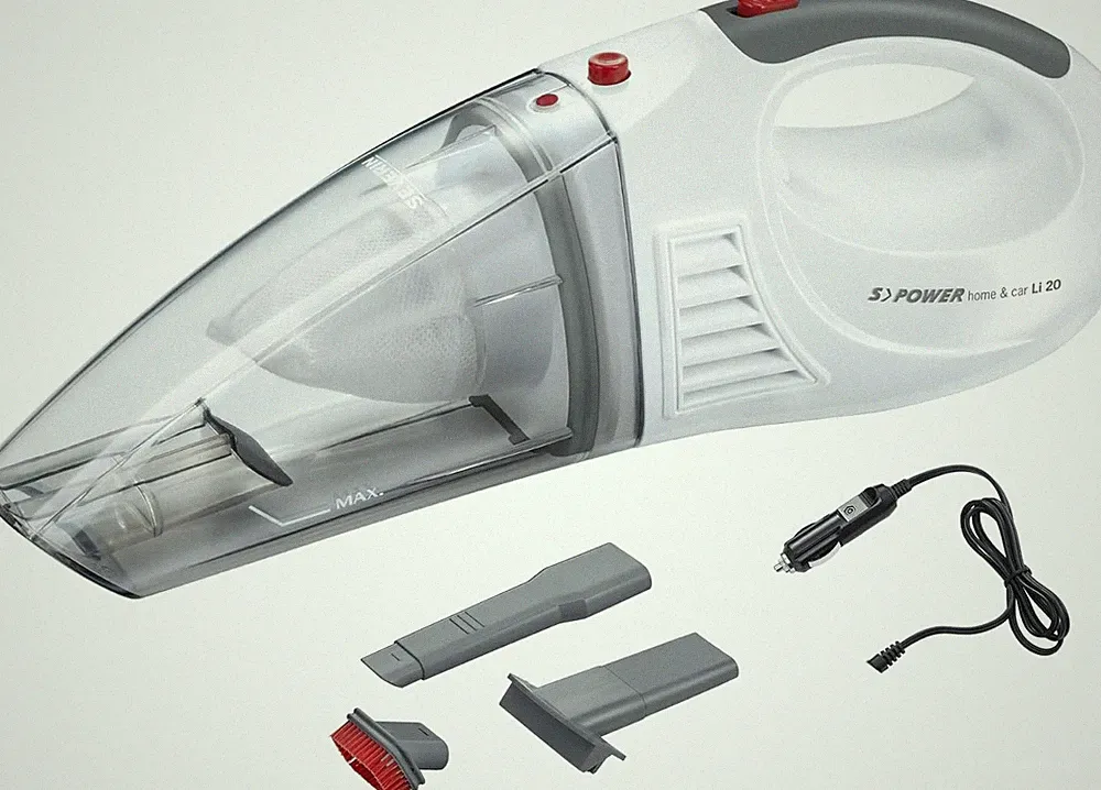SEVERIN 3-in-1 Akku Handstaubsauger S'POWER + 12V-Ladekabel, weiß/rot, HV 7144