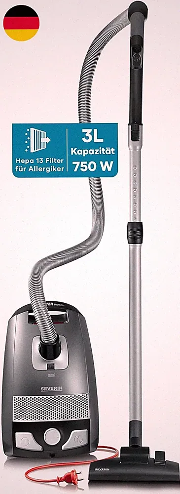 SEVERIN Bodenstaubsauger Mit Beutel S'POWER, Leistungsstarker & Leiser Staubsaug