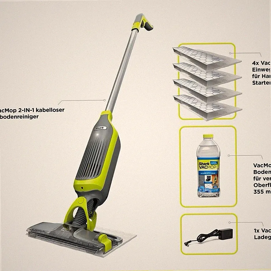 Shark VacMop 2-in-1 kabelloser Stabstaubsauger inkl. Pads Reiniger 13 Min