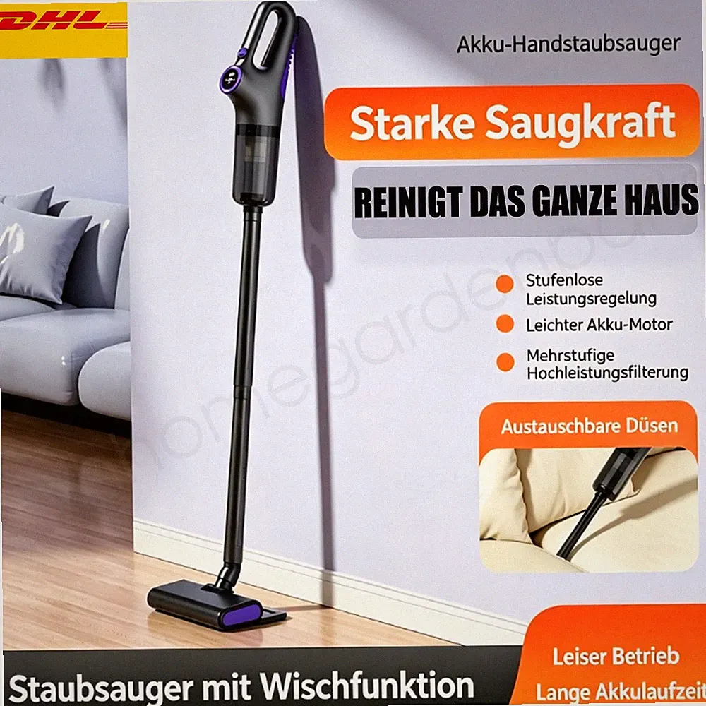 Staubsauger Akku Handstaubsauger kabellos 2-in-1 mit Wischfunktion 15000Pa DHL