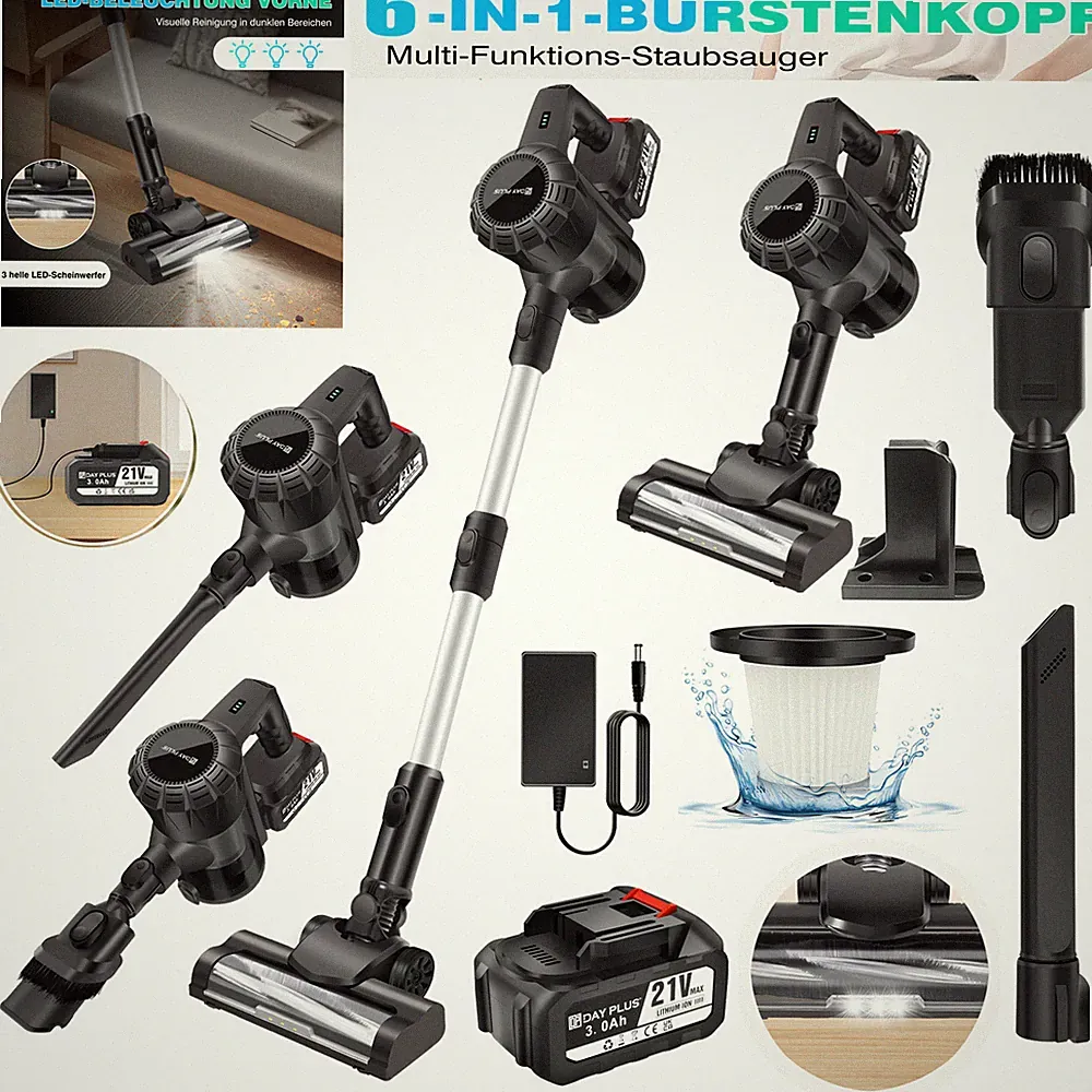 Staubsauger Handstaubsauger kabellos beutellos 6-in-1 Wandladestation + Li Akku
