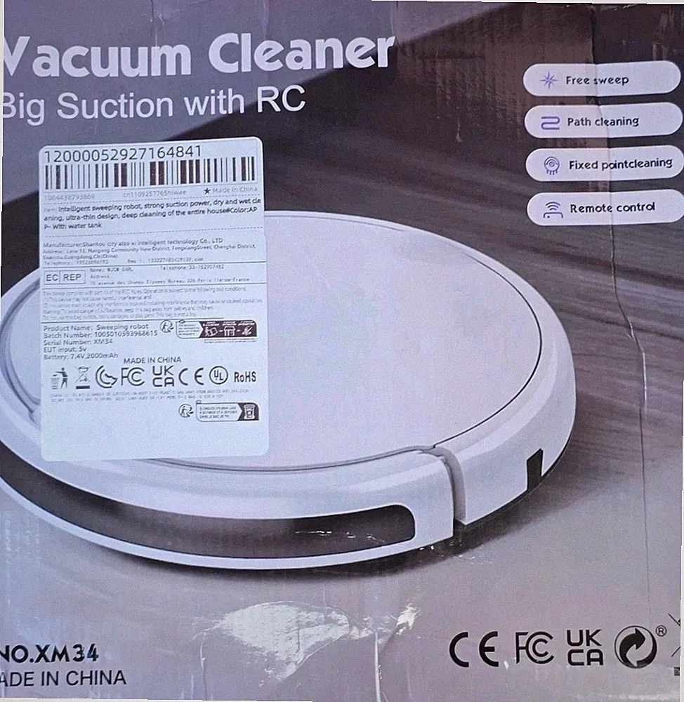 Staubsaugerroboter kabellos weiß 15W 7,4V 1,5kg Fernbedienung NO.XM34