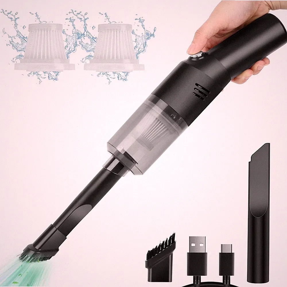 Suloea Handstaubsauger Kabellos Mini Auto-Staubsauger Schwarz 4500 Pa 2500 mAh 2