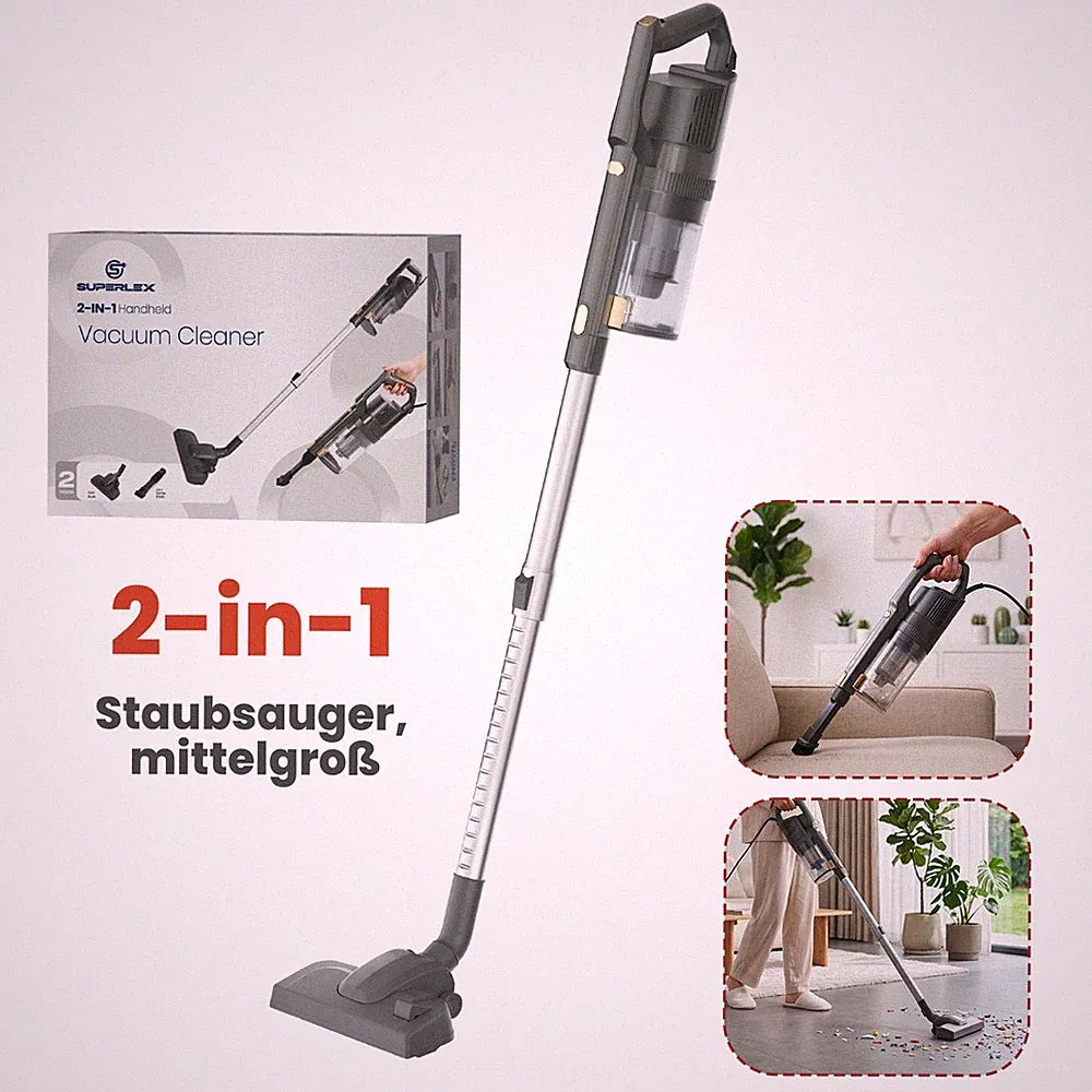 SUPERLEX 2 in 1 Multi Staubsauger Beutellos mit Kabel HandstaubSauger Tierhaare