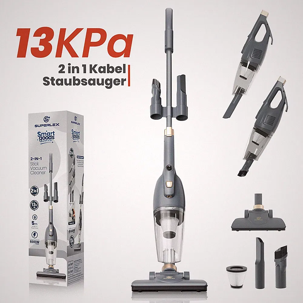 SUPERLEX Staubsauger & Kabel Handstaubsauger Tierhaare Beutellos Vacuum Cleaner