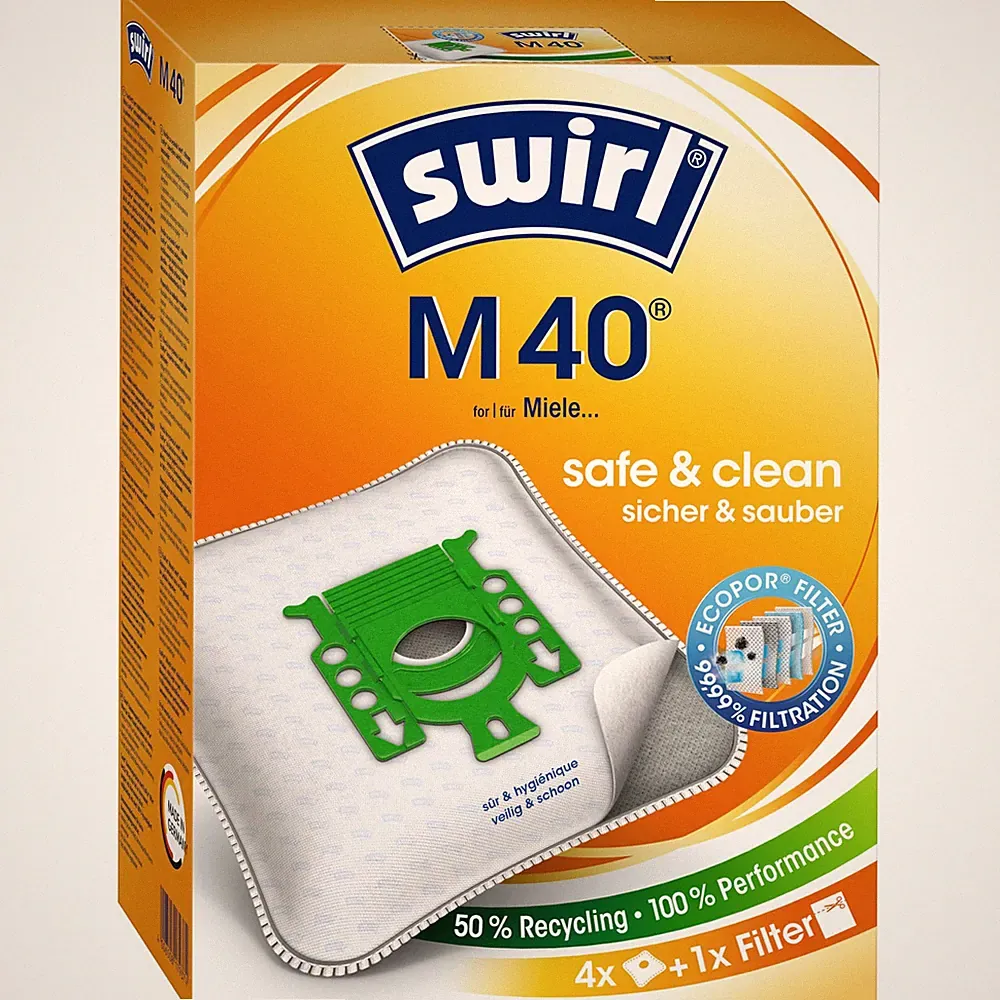 Swirl Staubsaugerbeutel MicroPor Plus M40 M50 für Miele S8340 Classic 4 Stück