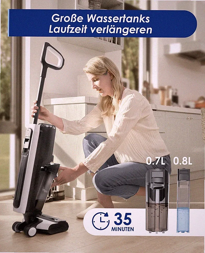 Tineco FLOOR ONE S5 Smart kabelloser Nass TrockenSauger Wischmop für harte Boden