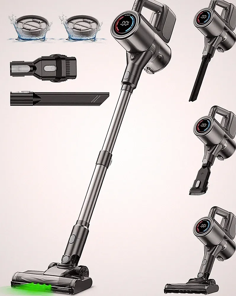VersLife S7 PRO Akku Staubsauger Kabellos 500W mit LED-Display Grau, 45 Min.