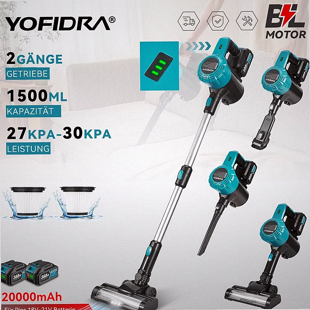 YOFIDRA Akku-Staubsauger mit LED für Makita 18V